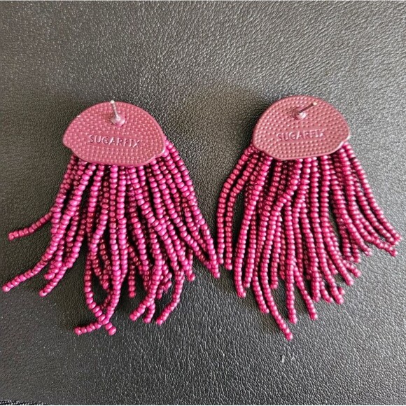 SugarFix by Baublebar Boho Beaded Tassle Earrings in Plum NEW - Picture 3 of 5